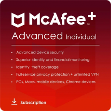 McAfee+ Advanced Individual 2024-2025, Runtime : 1 year, Device: Unlimited Devices, image 