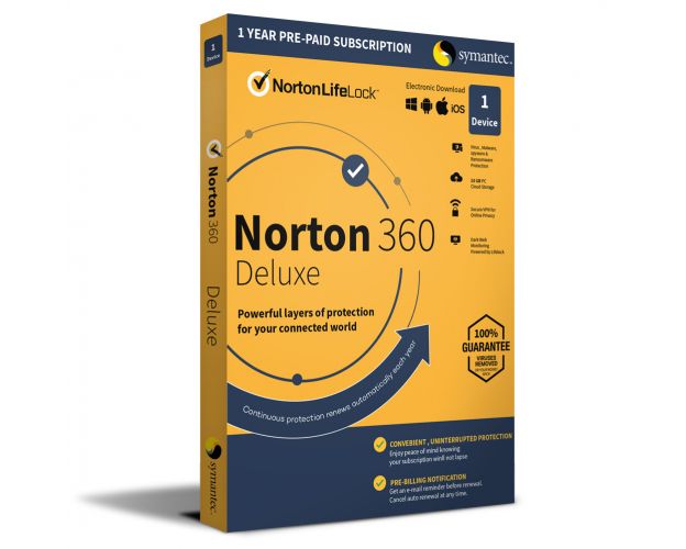 Norton 360 Deluxe 2024-2025, Runtime : 1 year, Device: 1 Device, image 