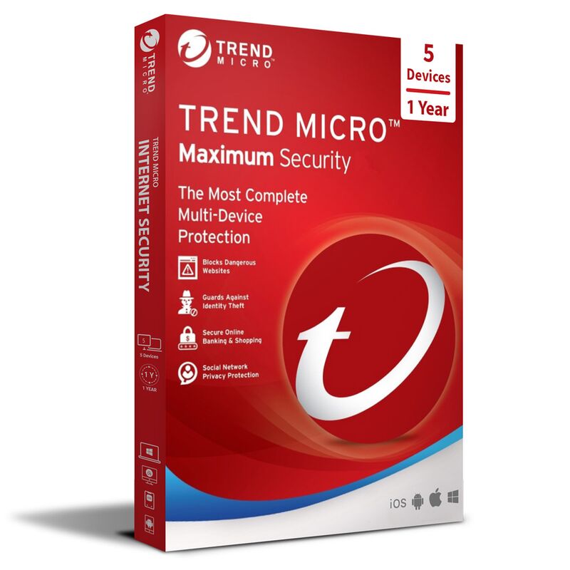 Trend Micro Maximum Security 2025-2026, Runtime : 1 year, Device: 5 Devices, image 